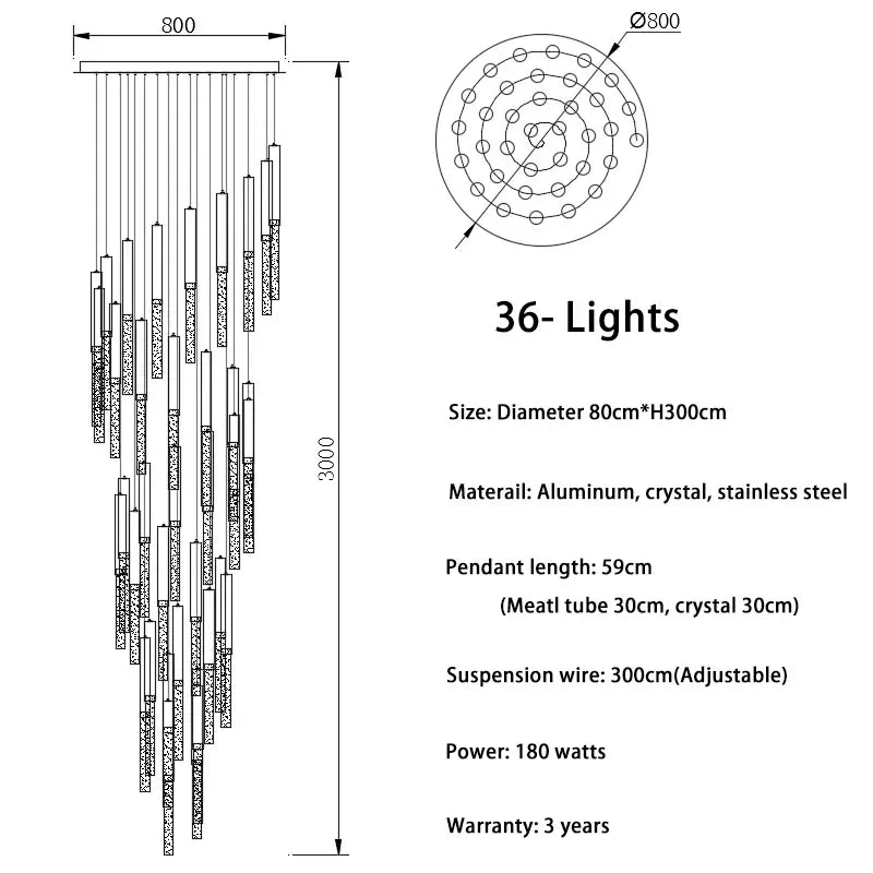 DecorBites™ Crystal LED Chandelier: Stylish Lighting for Staircase & Living Room