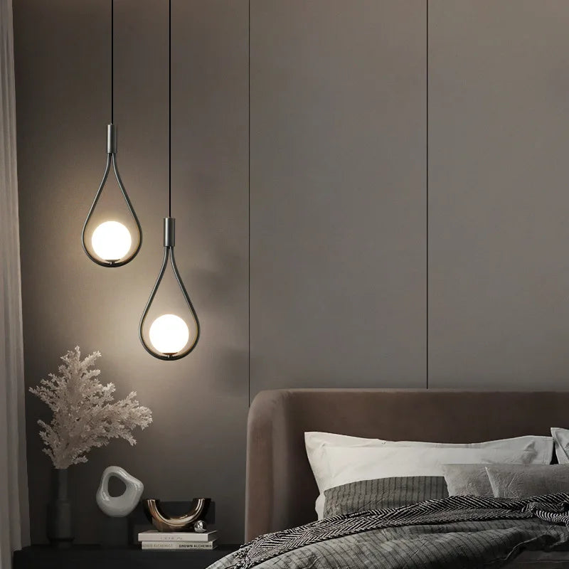 DecorBites™ Gold Iron Pendant Lamp with Glass Ball Drops for Bedroom Lighting