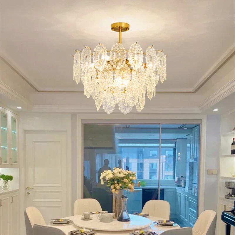 DecorBites™ Elegant Glass Chandelier with LED Lights for Home Décor