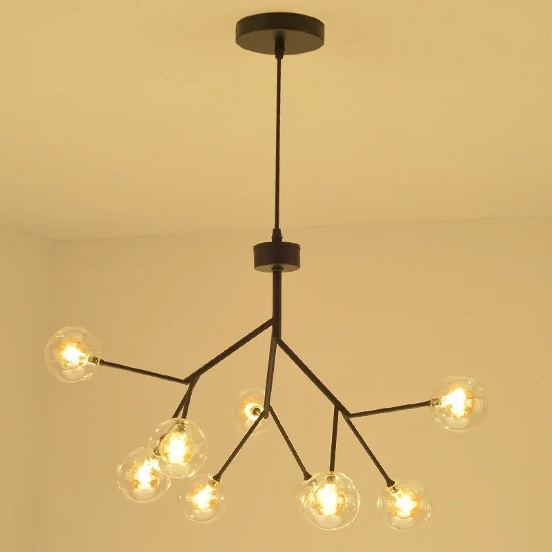 DecorBites™ Heracleum Firefly Glass Round Ball Chandelier - Luxury Staircase Dining Room Lighting