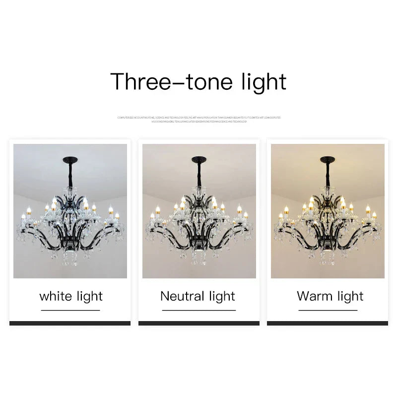 Decorbites crystal candle chandelier black farmhouse dining room lamp