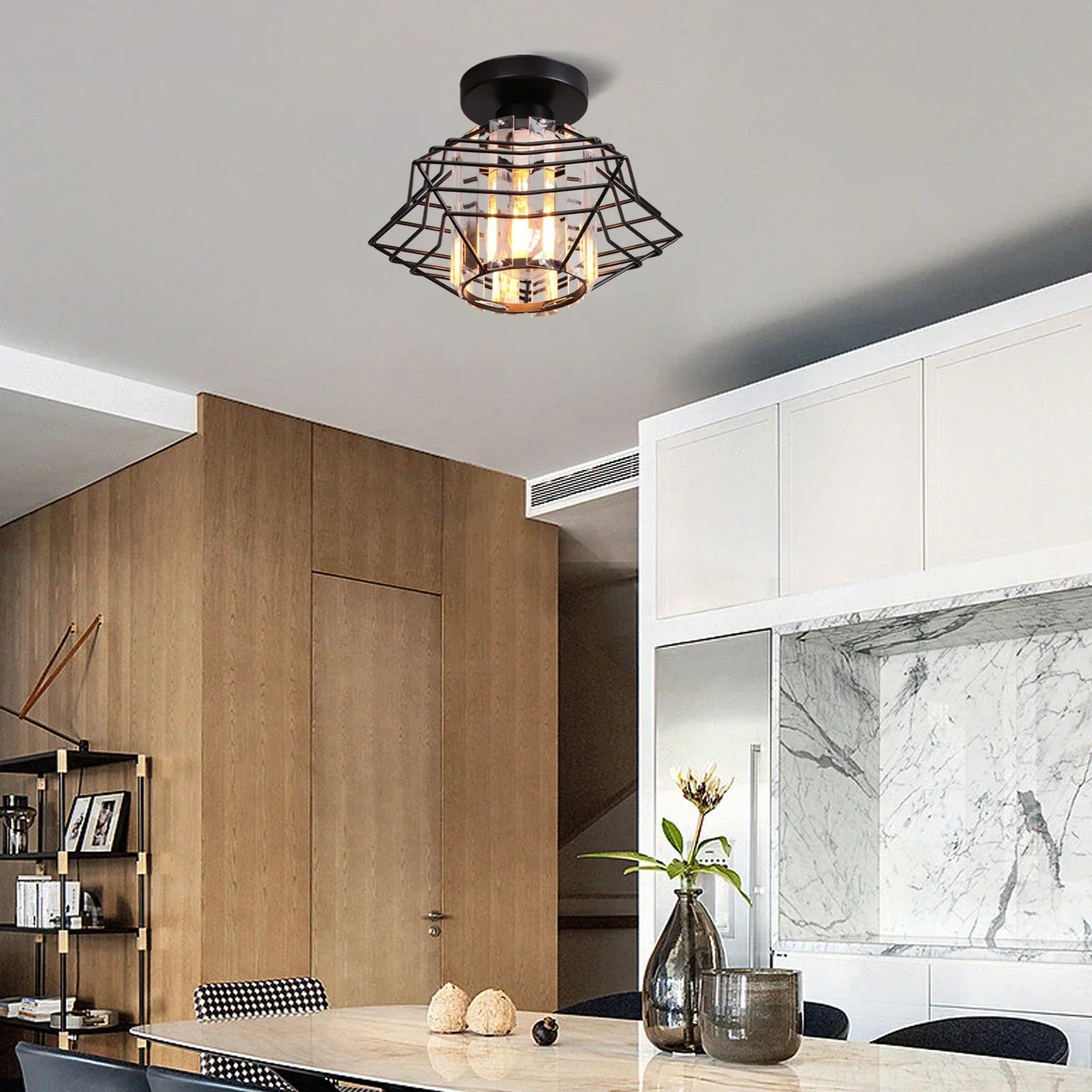 DecorBites™ Crystal Ceiling Chandelier: Modern Industrial LED Indoor Lighting Fixture