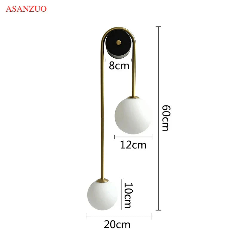 DecorBites™ Glass Ball Gold LED Wall Lamp for Modern Home Decor & Lighting