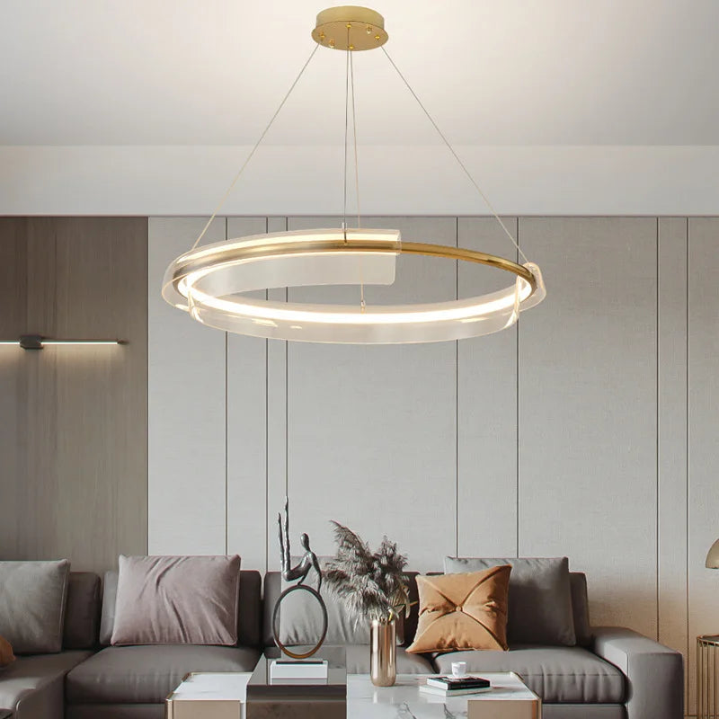 DecorBites™ Gold Ring Chandelier LED Pendant Light Modern Hanging Lamp for Home Decoration