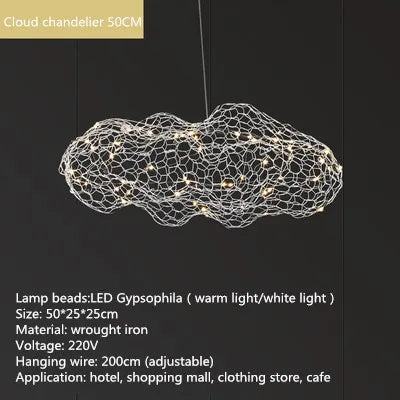 DecorBites™ Cloud Pendant Lights: Industrial Loft Firefly Chandelier for Living Room, Bedroom, Staircase