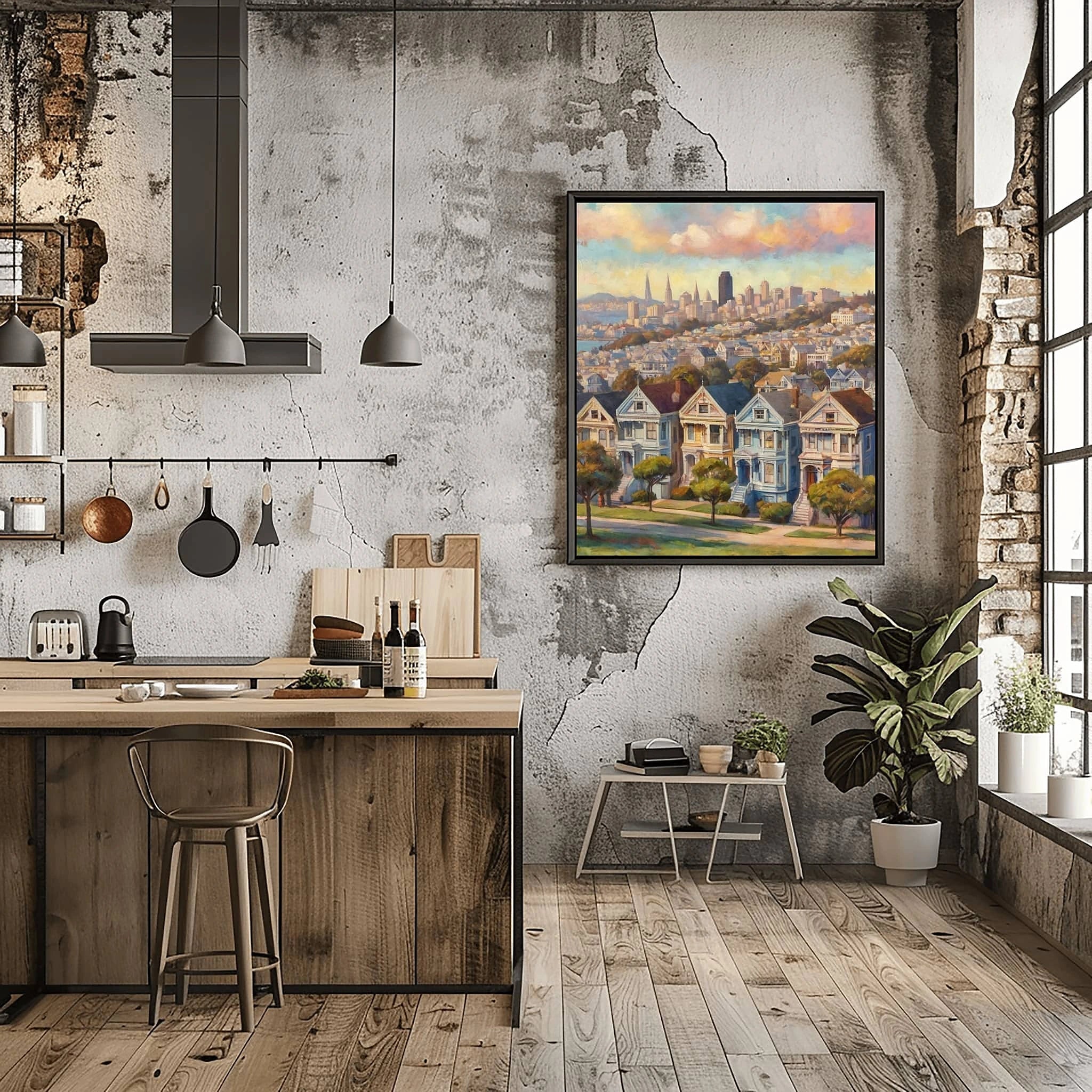 Painted Ladies Poster Canvas Artwork - San Francisco Collection