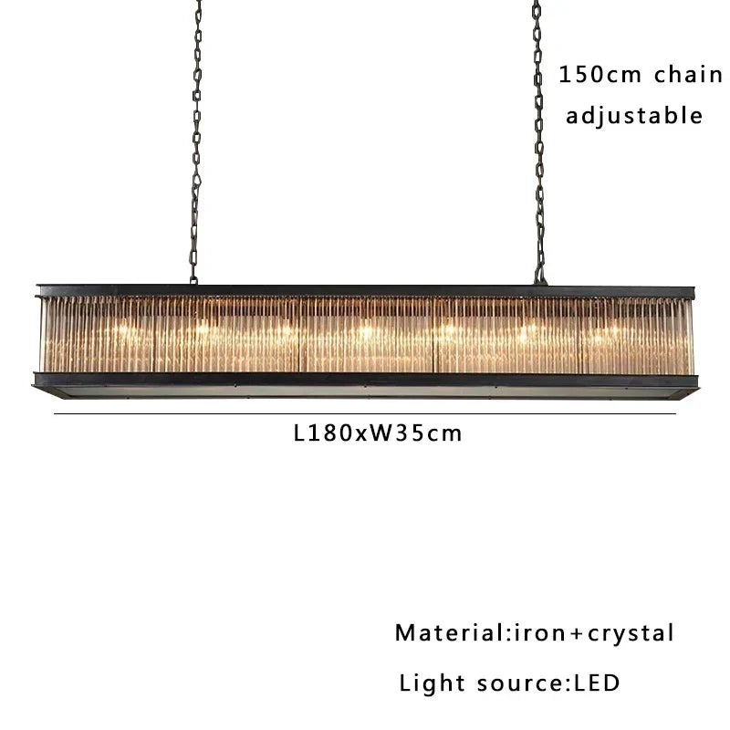 DecorBites™ Black Crystal Glass Rectangle Chandeliers for Dining Room - Luxury Retro Hanglamp