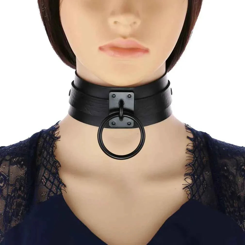 Metal Leather Choker Collar Goth Fashion Accessories