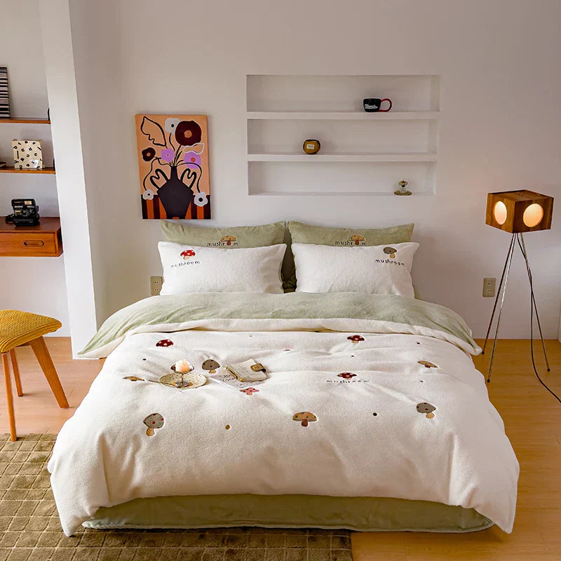 DecorBites™ Embroidered Cashmere Winter Duvet Set | Queen Size Warm Bedding & Blanket Cover
