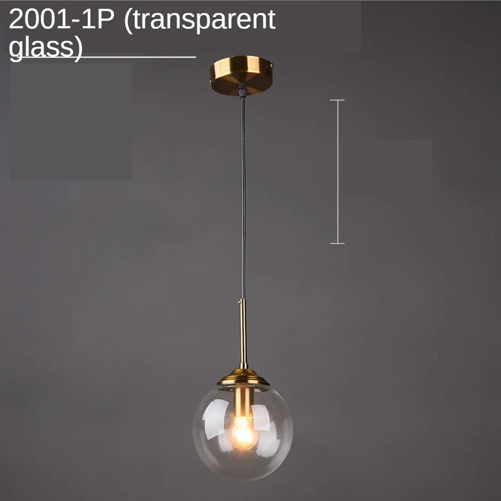 DecorBites™ Golden Ring Glass Ball Pendant Light for Kitchen Dining Room & Bedside
