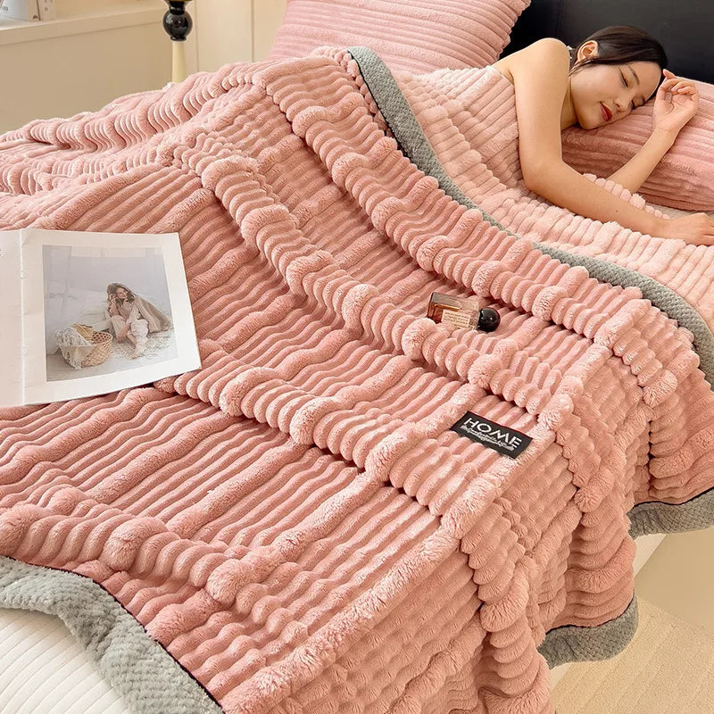 DecorBites™ Cozy Faux Rabbit Plush Blanket, Nordic Style, Thick & Warm, Super Soft Nap Shawl