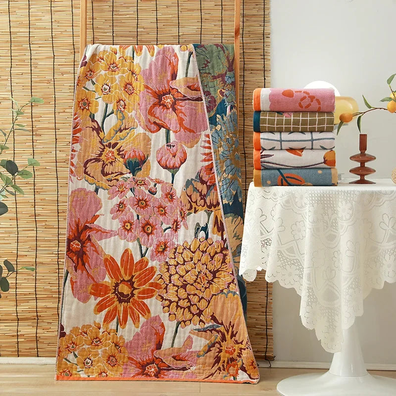 DecorBites™ Cotton Gauze Adult Bath Towels: Luxury, Quick-Dry, Soft & Absorbent