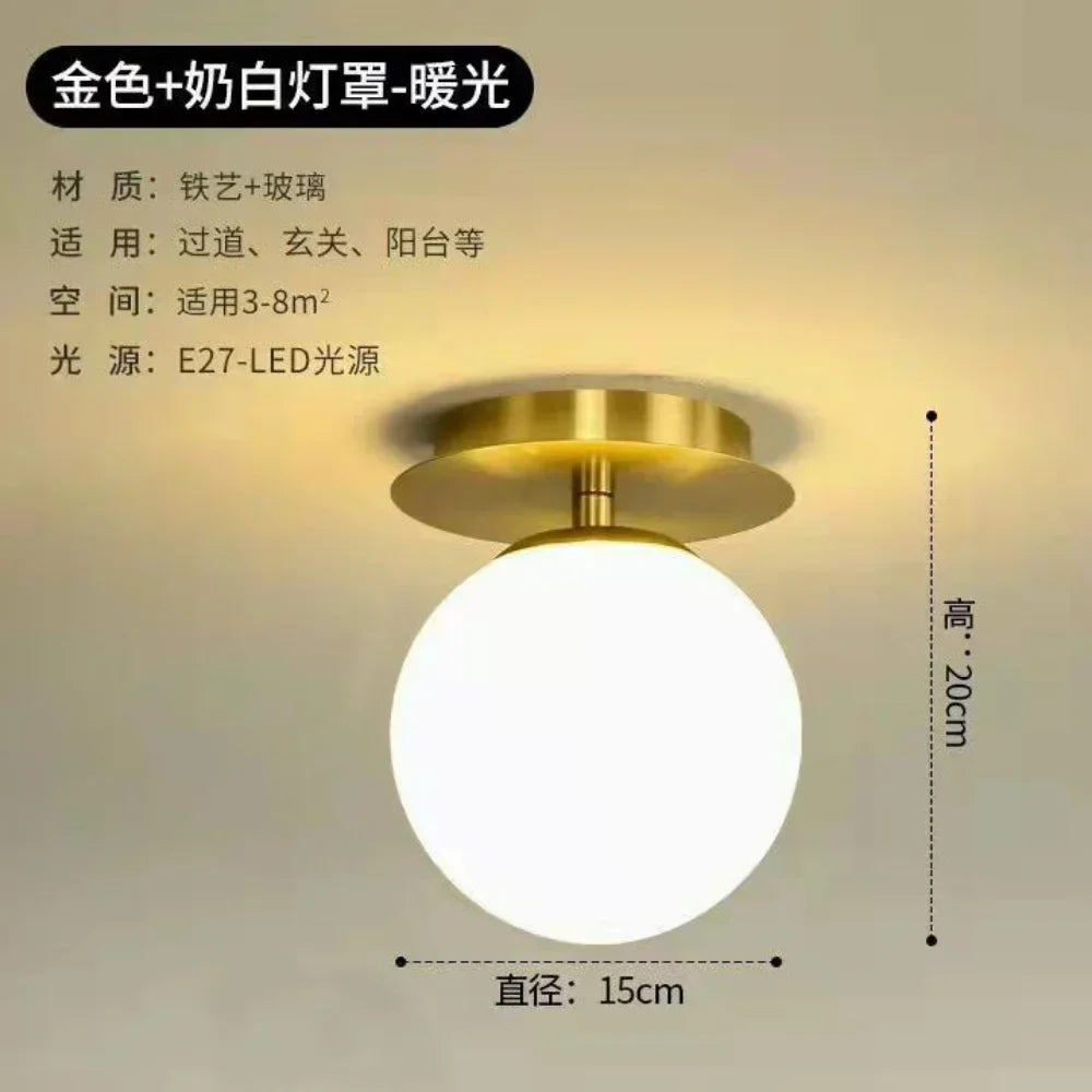DecorBites™ Gold Ball Glass Ceiling Lamp: Modern Nordic Living Room Lights for Loft Decor