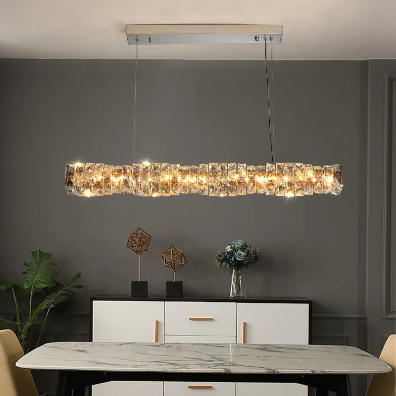 DecorBites™ Crystal Dining Table Pendant Lamp: Elegant Led Decoration for Kitchen Island, Restaurant, Living Room