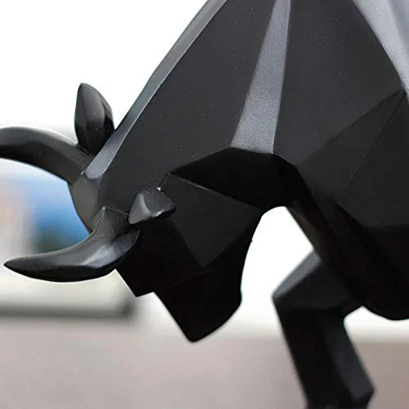 DecorBites™ Geometric Bull Sculpture: Modern Abstract Cattle Figurine for Home Decor