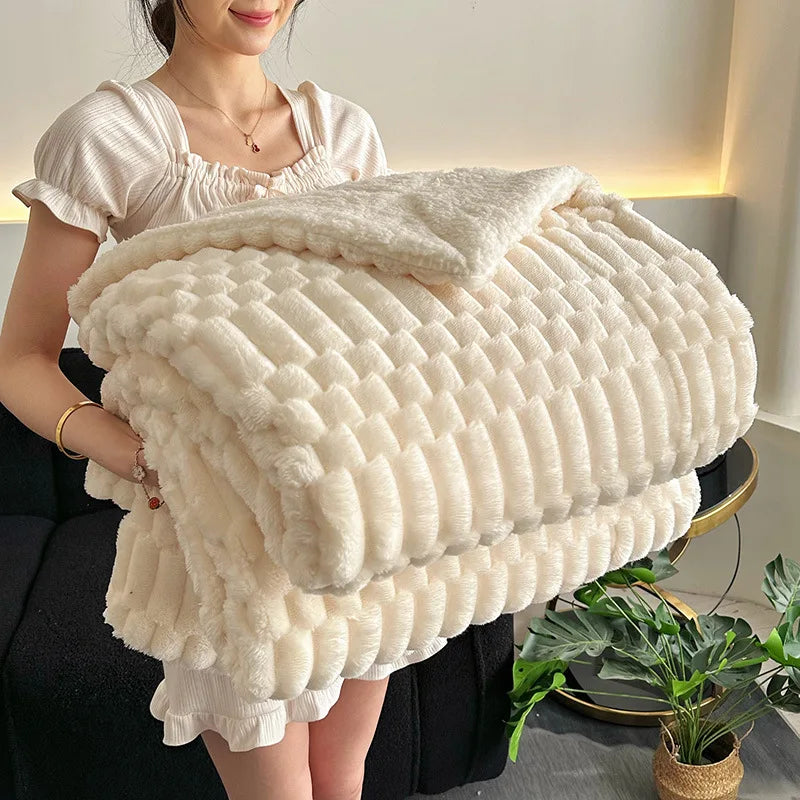 DecorBites™ Double-Layer Lamb Plush Throw Blanket for Home and Travel