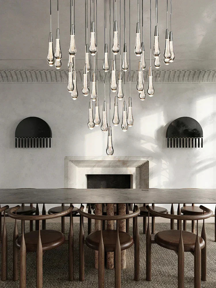 DecorBites™ Crystal Water-drop Chandelier Light Fixture - Luxury Stairwell Decor