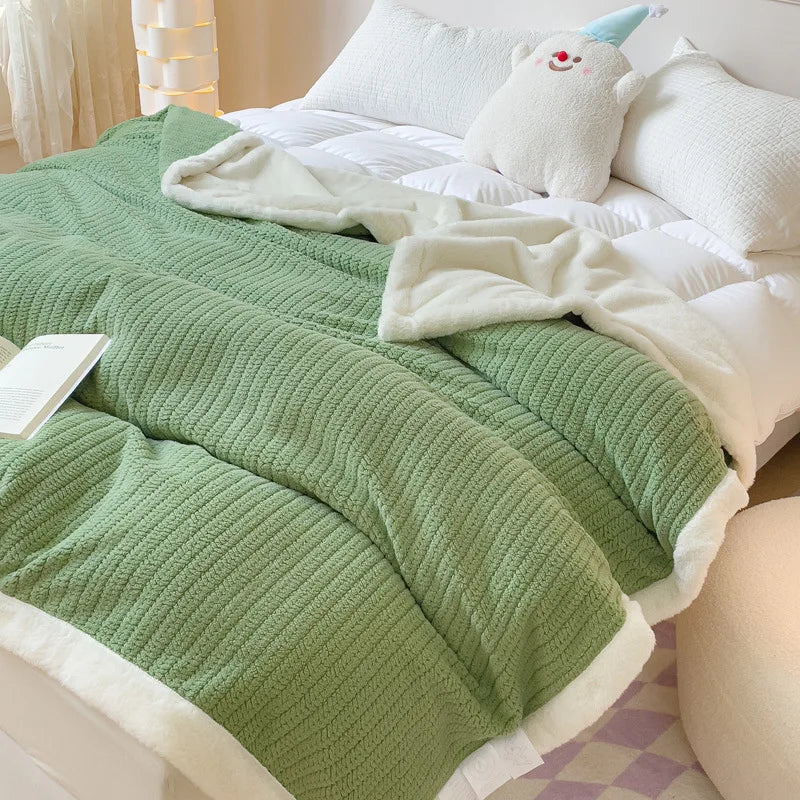DecorBites™ Cozy Faux Rabbit Fur Blanket, Soft Fluffy Quilt for Single, Anti-Static Warm Throw
