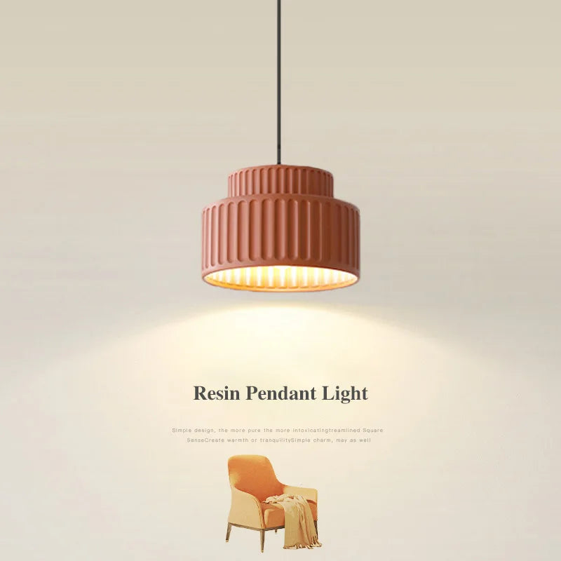 DecorBites™ Cream Resin LED Pendant Light for Home Decor