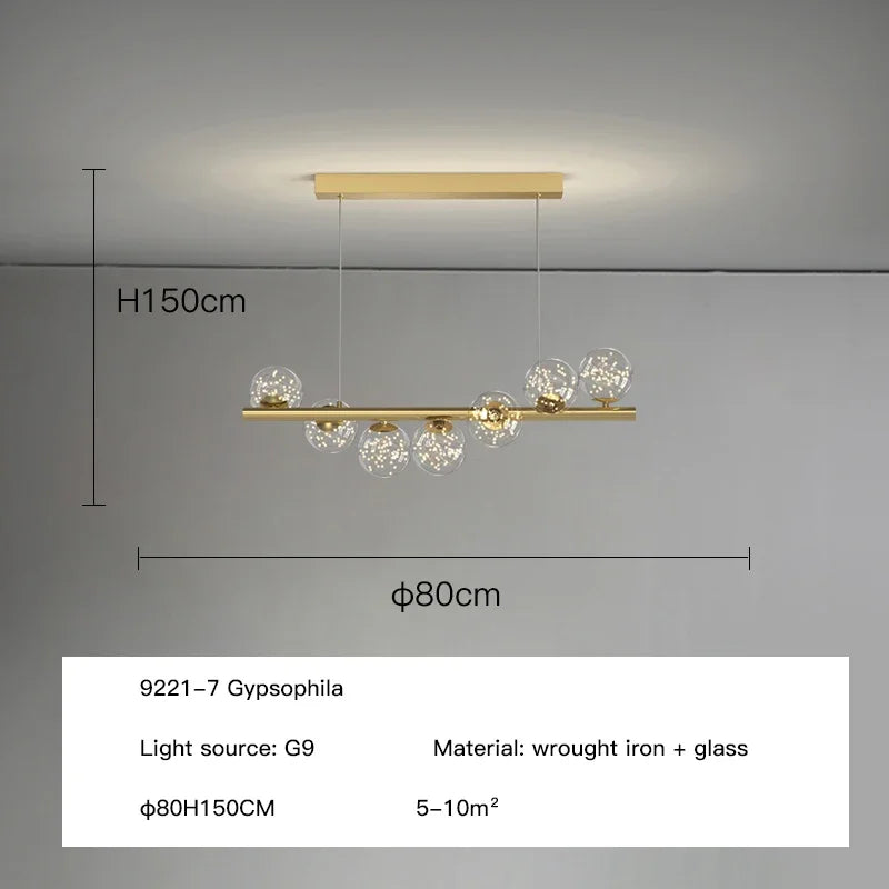 DecorBites™ Glass Ball G9 LED Chandelier for Dining Room, Kitchen, Office & Front Desk