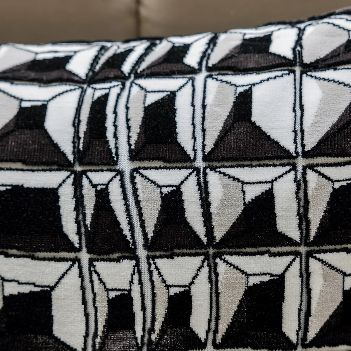 DecorBites™ Geometric Jacquard Embroidered Pillow Cover in Modern Minimalist Black and White Style