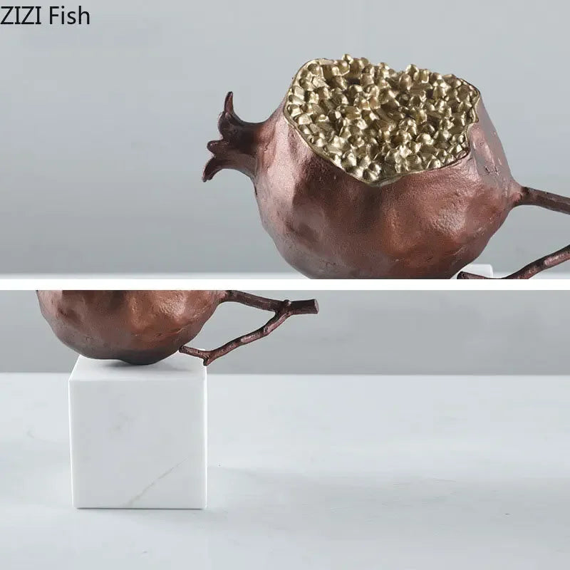 DecorBites™ Golden Pomegranate Sculpture Desk Decoration