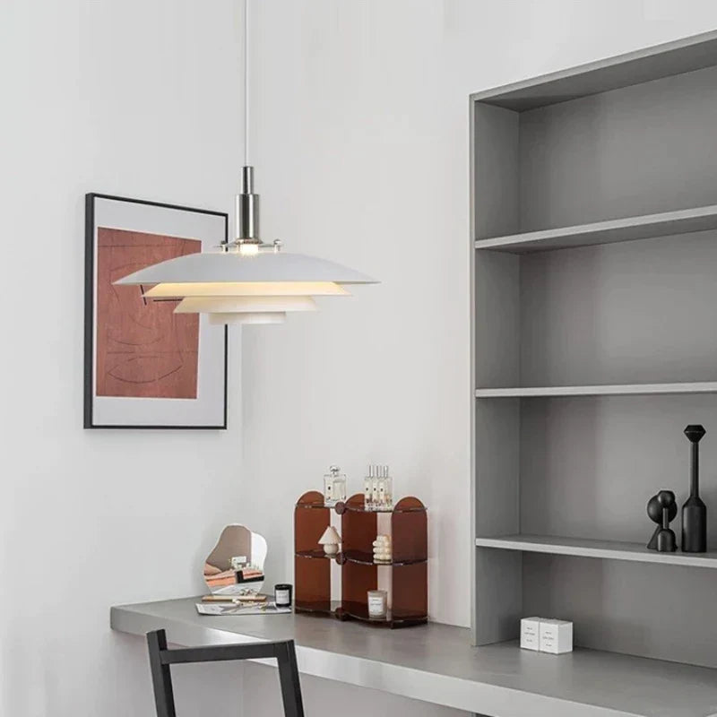 DecorBites™ Gradient White Red UFO Pendant Light | Adjustable Mid Century Chandelier