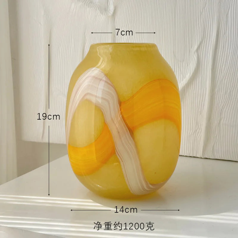 DecorBites™ Irregular Geometric Graffiti Glass Vase for Floral Arrangement and Home Decoration