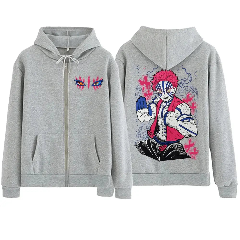 Demon Slayer Akaza Hoodie Infinity Castle Zipper