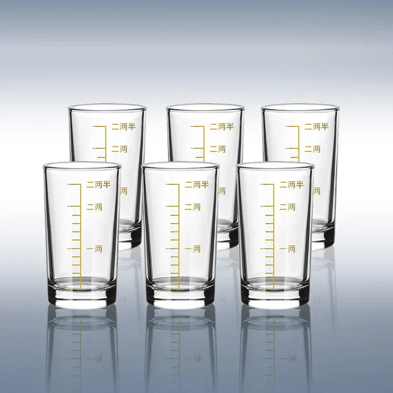 DecorBites™ Glass Spirit Set - Graduated Line Brandy Cups, Transparent Liquor Drinking Glasses