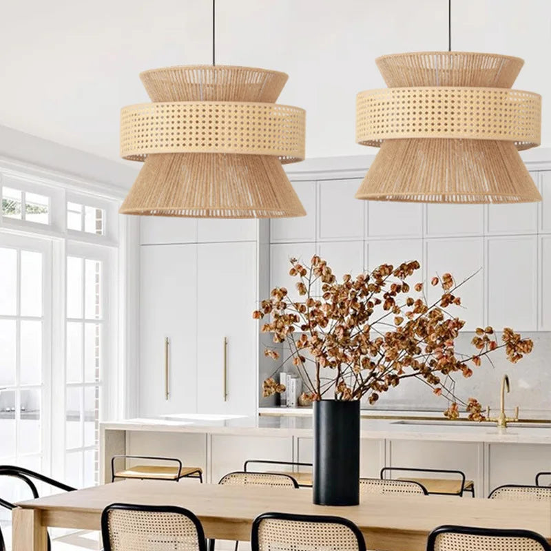 DecorBites™ Handmade Hemp Rope Chandelier Pendant Light for Restaurant and Cafe