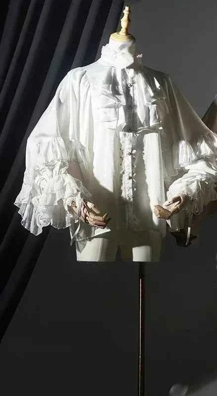 Japanese Lolita Blouse Women Vintage Lantern Sleeve