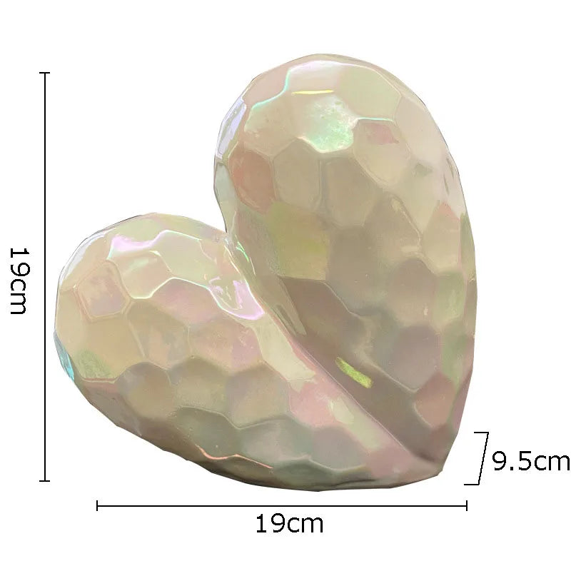 DecorBites™ Golden Heart Ceramic Statue: Minimalist Modern Home Decor Ornament