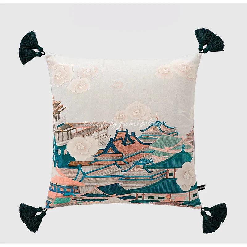 DecorBites™ Crane Art Luxury Throw Pillow Case for Bed & Sofa