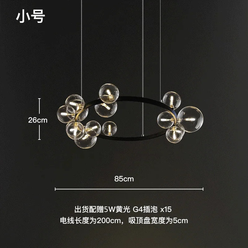 DecorBites™ Glass Ball LED Chandelier: Modern Nordic Style for Living, Dining, Kitchen, Study