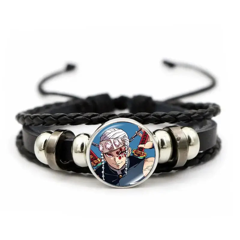 Demon Slayer Bracelet: Tanjiro & Nezuko Leather Charm