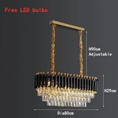 DecorBites™ Crystal LED Pendant Chandelier, Luxury Black Lighting for Bedroom, Living, Dining Room