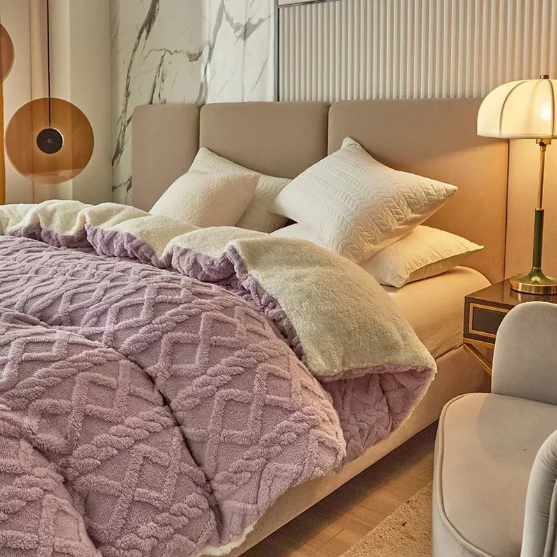 DecorBites™ Cozy Cashmere Blanket Duvet Cover - Soft Warm Fleece Quilt Cover for Beds