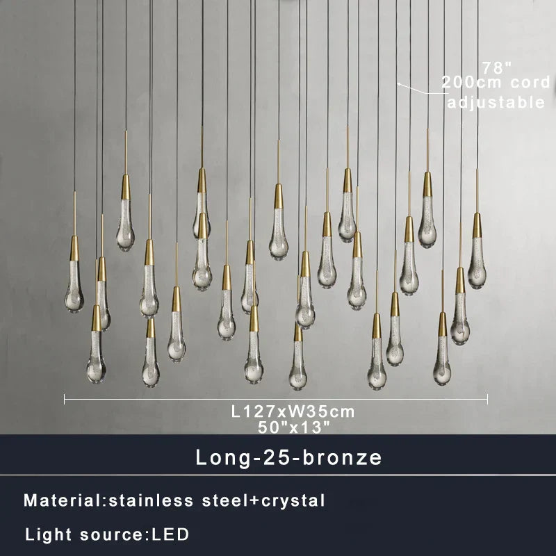 DecorBites™ Crystal Water-drop Ceiling Chandelier: Elegant Dining Table Lighting Fixture