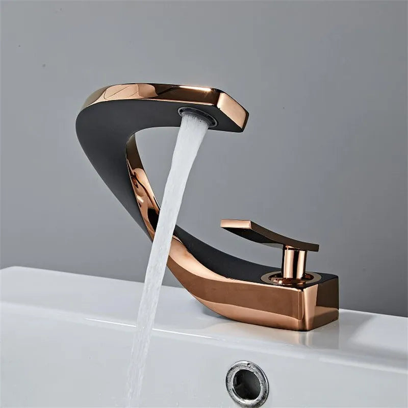 DecorBites™ Gold White Bathroom Basin Faucet Cold Hot Water Mixer Sink Tap