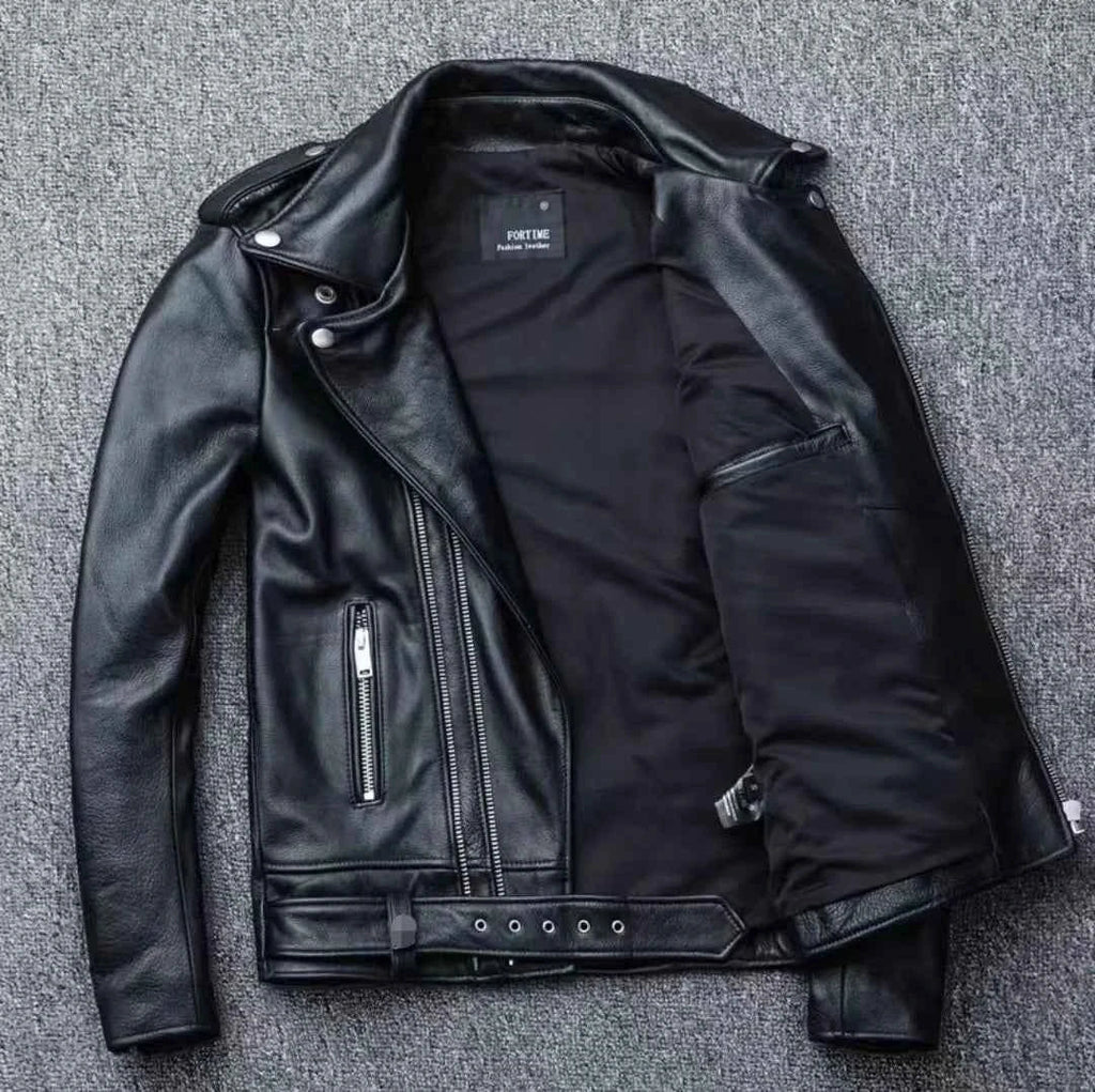 Unisex Oversized Button-down PU Leather Coat with Multiple Zippers Polo Jacket, with Many Zippers