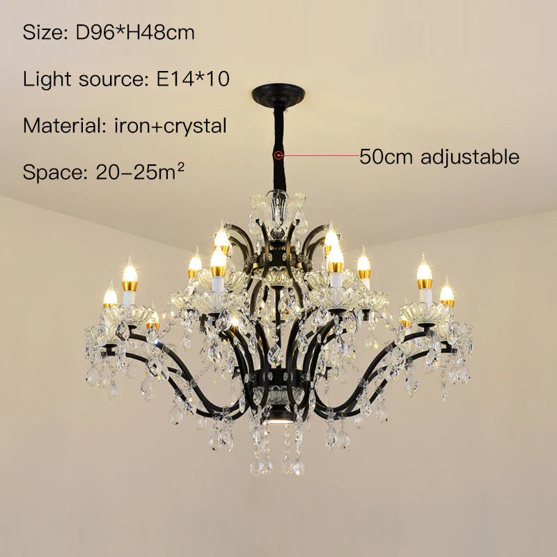 Decorbites crystal candle chandelier black farmhouse dining room lamp