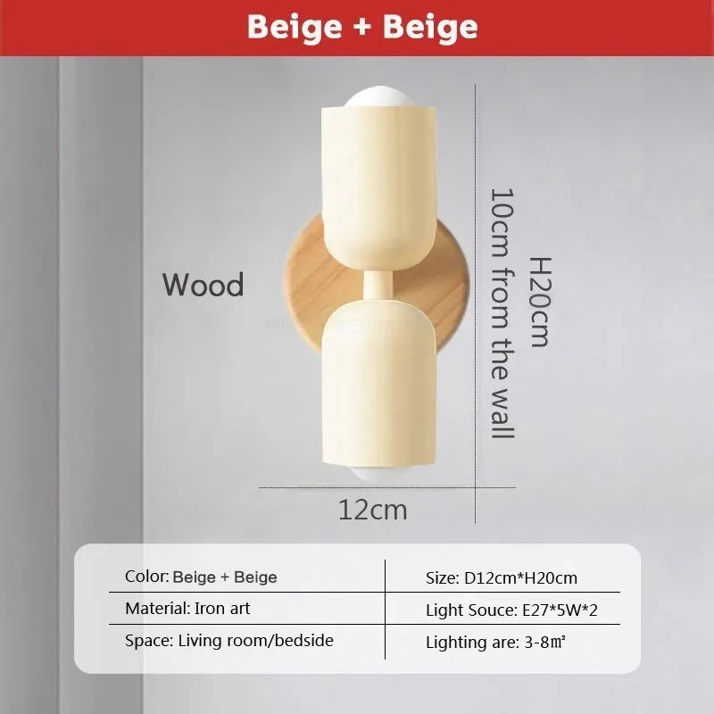 DecorBites™ Cream Zipper Wooden Wall Lamp for Bedroom Living Room Hallway Illumination