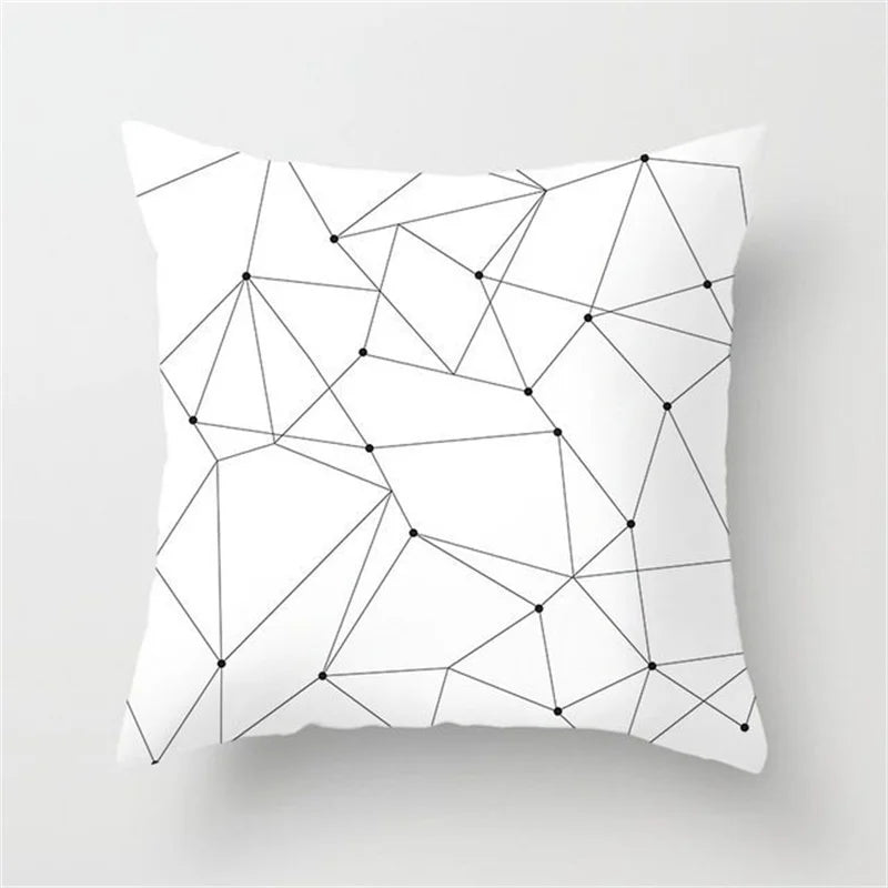 DecorBites™ Heart Stripe Pillow Cases | Black & White Polyester Cushion Covers