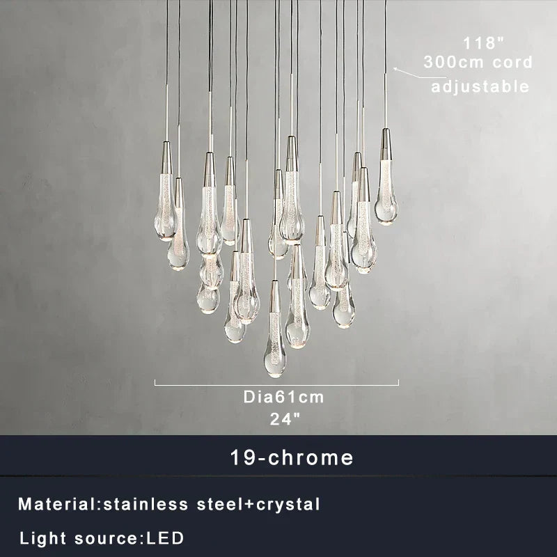 DecorBites™ Crystal Water-drop Ceiling Chandelier: Elegant Dining Table Lighting Fixture