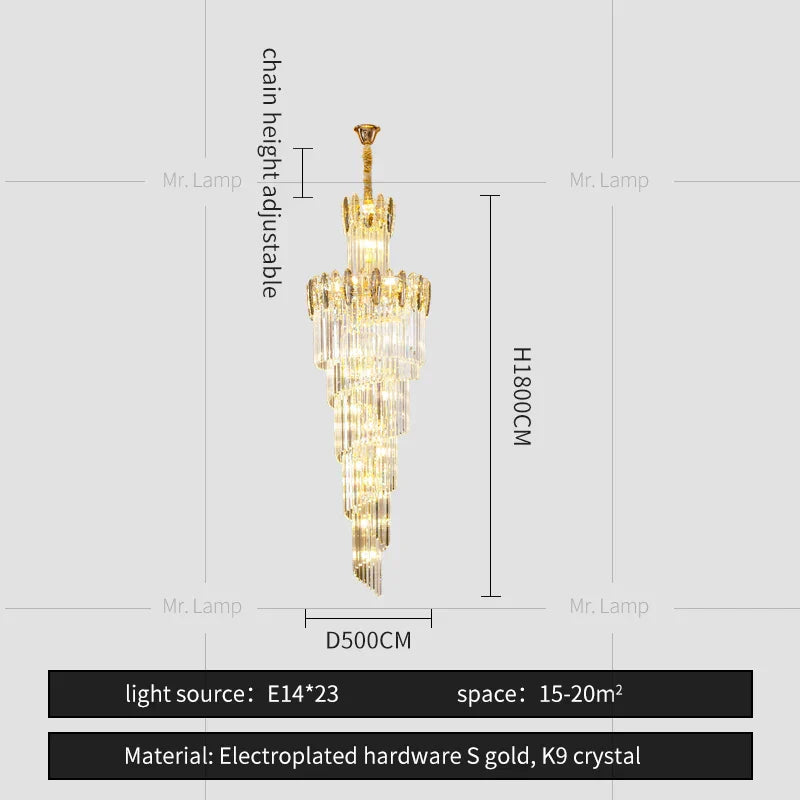 DecorBites™ Crystal Chandelier: Modern Minimalist Duplex Living Room Luxury Light