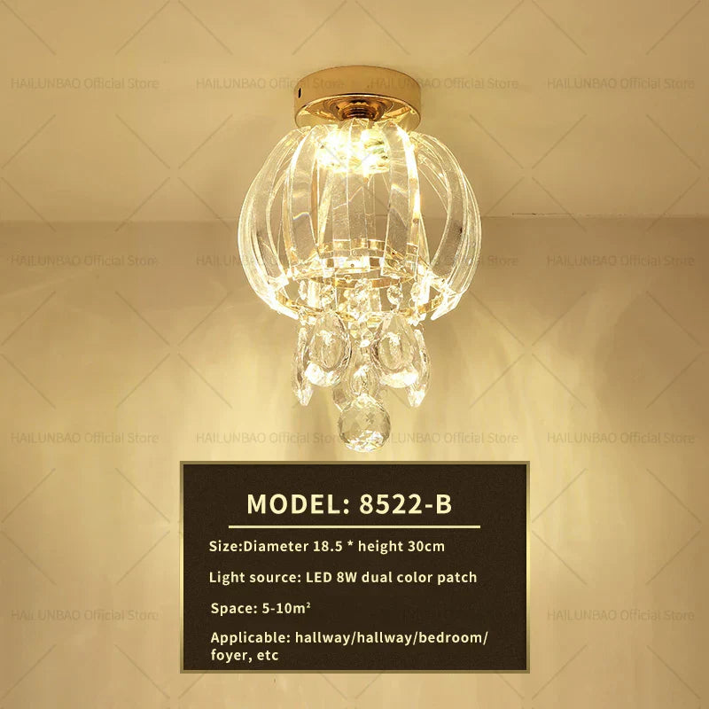DecorBites™ Elegant Crystal Ceiling Light for Entryway, Stairs, and Hallway