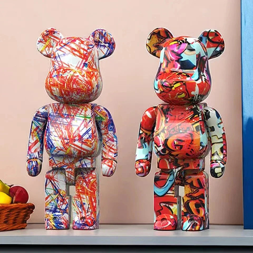 DecorBites™ Graffiti Bear 27cm Figurine | Modern Home Decor Statue & Money Jar