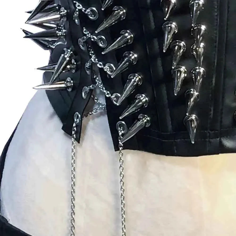 Grunge Emo Clothing ALT Punk Rock Clothes with Spikes Y2K Cyber Sexy Gothic Tank Goth T-shirt