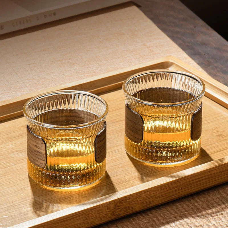 DecorBites™ Japanese Walnut Tea Cup Set - High-Grade Glass Coffee & Flower Tea Cups